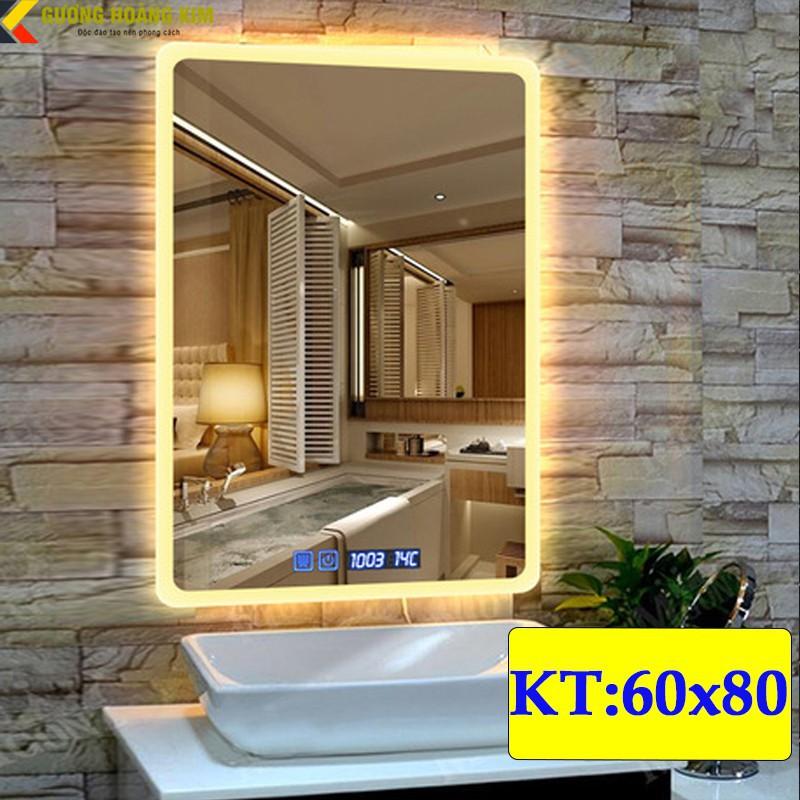 Gương led nhà tắm chữ nhật trang điểm treo tương cảm ứng thông minh kích thước 70x90 cm- guong mir
