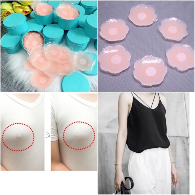 Cặp Dán Ngực Hình Siêu Dính-Miếng dán ngực silicon nhiệt tự thân