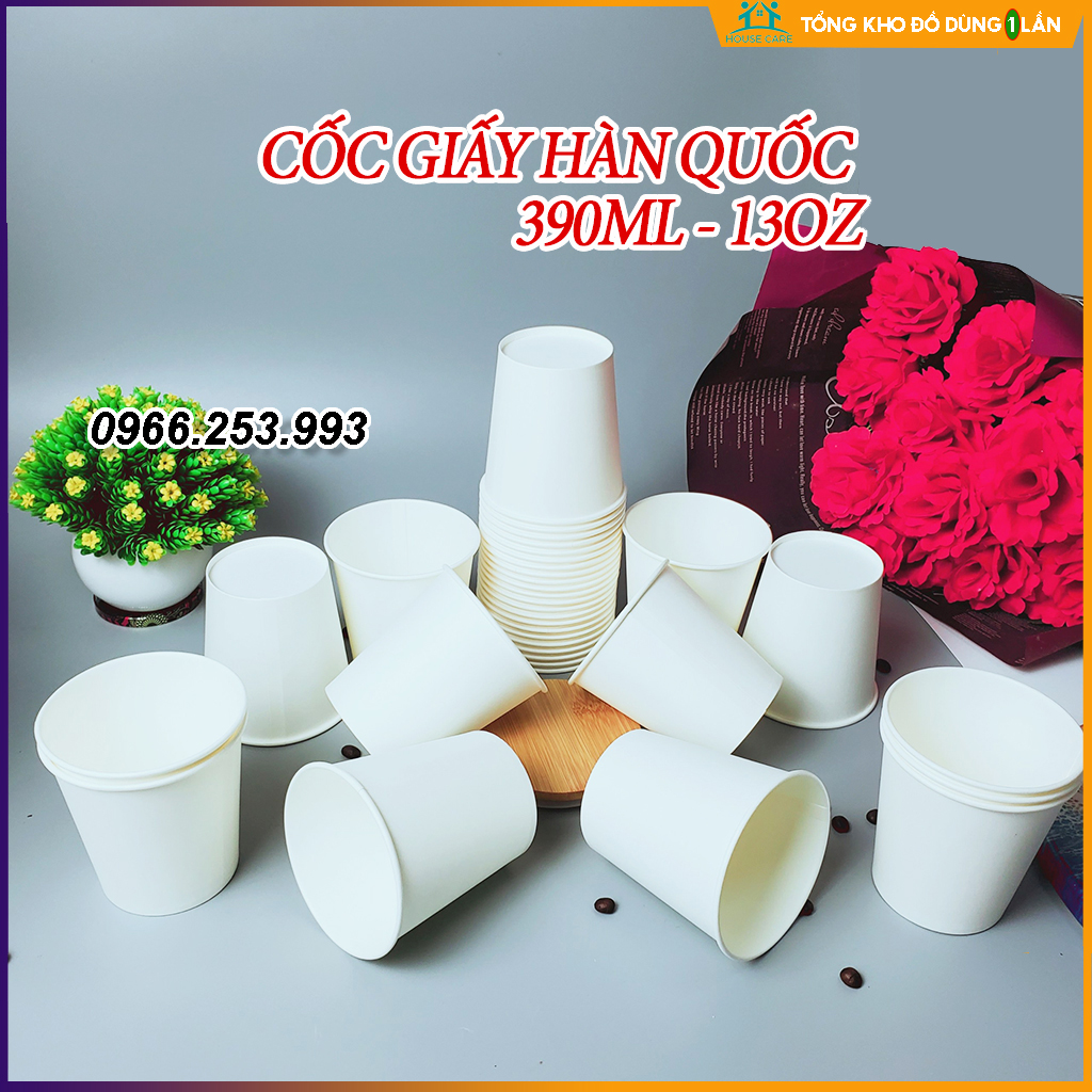 Set 50 Cốc giấy 390ml hàn quốc cao cấp size 13OZ hàng cao cấp xuất khẩu Hàn Quốc