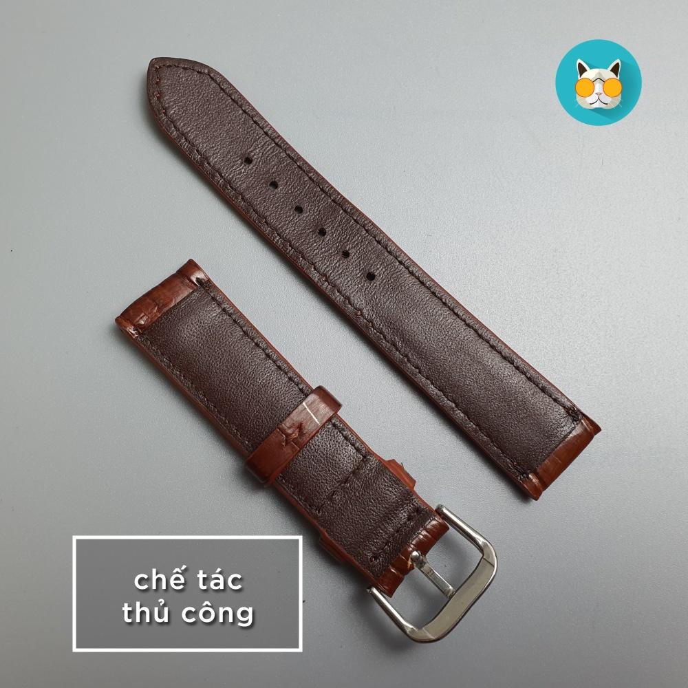 Dây đồng hồ da cá sấu AL107 – Nâu đỏ Size 20/ Size22