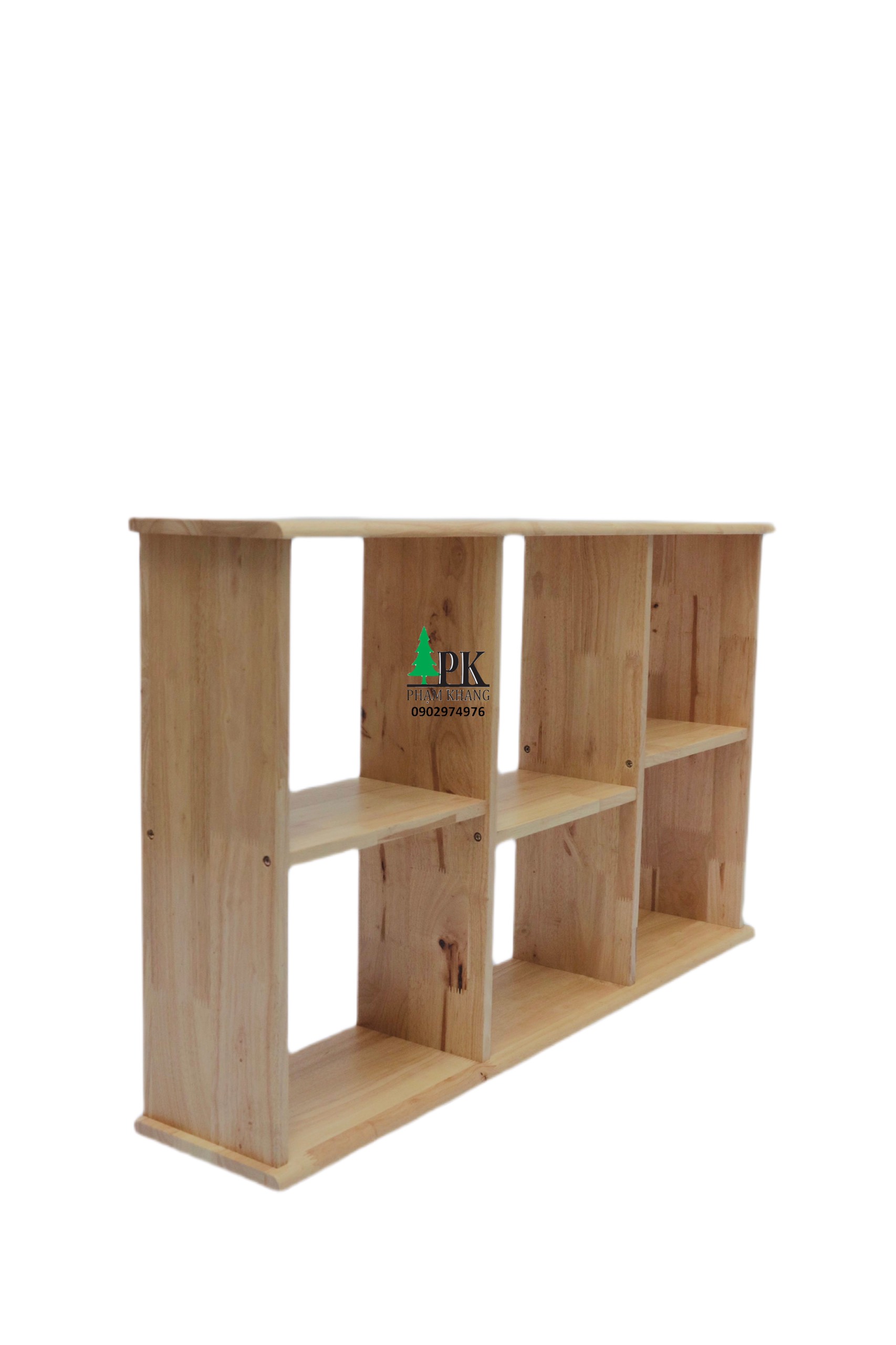 Kệ sách gỗ treo tường/ để bàn Phạm Khang rộng - Gỗ cao su tự nhiên màu Gỗ Tự Nhiên/ Vàng Cherry - Kích thước rộng 100 cm