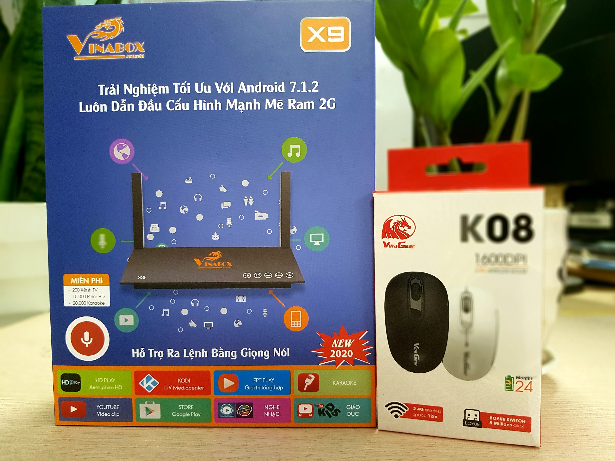 Android VINABOX X9-bản mới 2020 Android 7.1.2 HỖ TRỢ tìm kiếm giọng nói Ram 2G, ROM 8G- SẢN PHẨM CHÍNH HÃNG, Thiết kế Đẹp,Sang trọng VP9