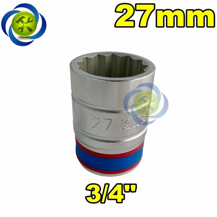 Tuýp 27mm loại 3/4 Kingtony 633027M ngắn 12 cạnh màu trắng