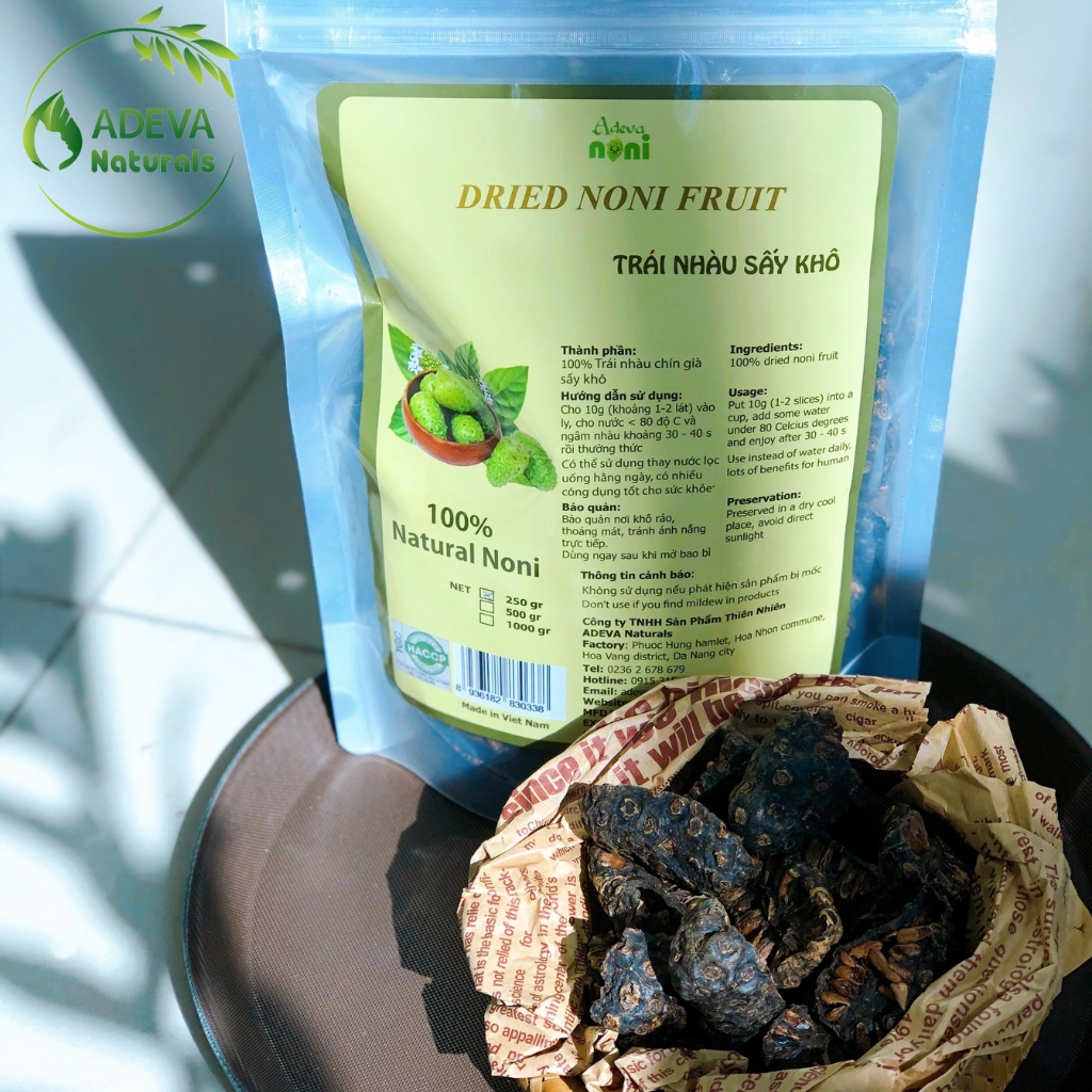 Trái Nhàu Sấy Khô Dried Noni Fruit ADEVA NONI Hỗ Trợ Tăng Sức Đề Kháng, Ổn Định Huyết Áp 250-500-1000Gr