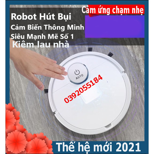 Robot Hút Bụi Lau Nhà, Robot Hút Bụi Tự Động Công Nghệ Al 3 trong 1, Hút Sạch Mọi Ngóc Ngách Trong Nhà (tặng kèm 1 chai dầu tràm Hoa nén)