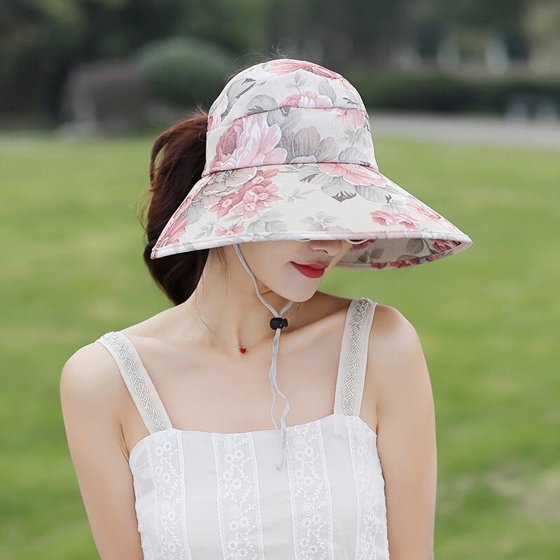 mũ chống nắng ,mũ rộng vành hoa đi biển chống tia UV thời trang cho nữ nón mũ nữ chống nắng nửa đầu