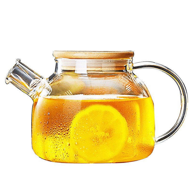 Bình trà thủy tinh 1000ml có nắp gỗ