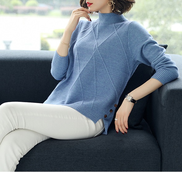 Áo len nữ tay dài cổ cao chất len mềm dày ấm mặc động L23