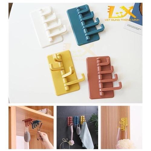 MÓC TREO ĐỒ DÁN TƯỜNG LOẠI 4 MÓC THÔNG MINH - MÓC CÂY THÔNG XOAY 4 NHÁNH TREO ĐỒ DÁN TƯỜNG, TREO CHÌA KHÓA