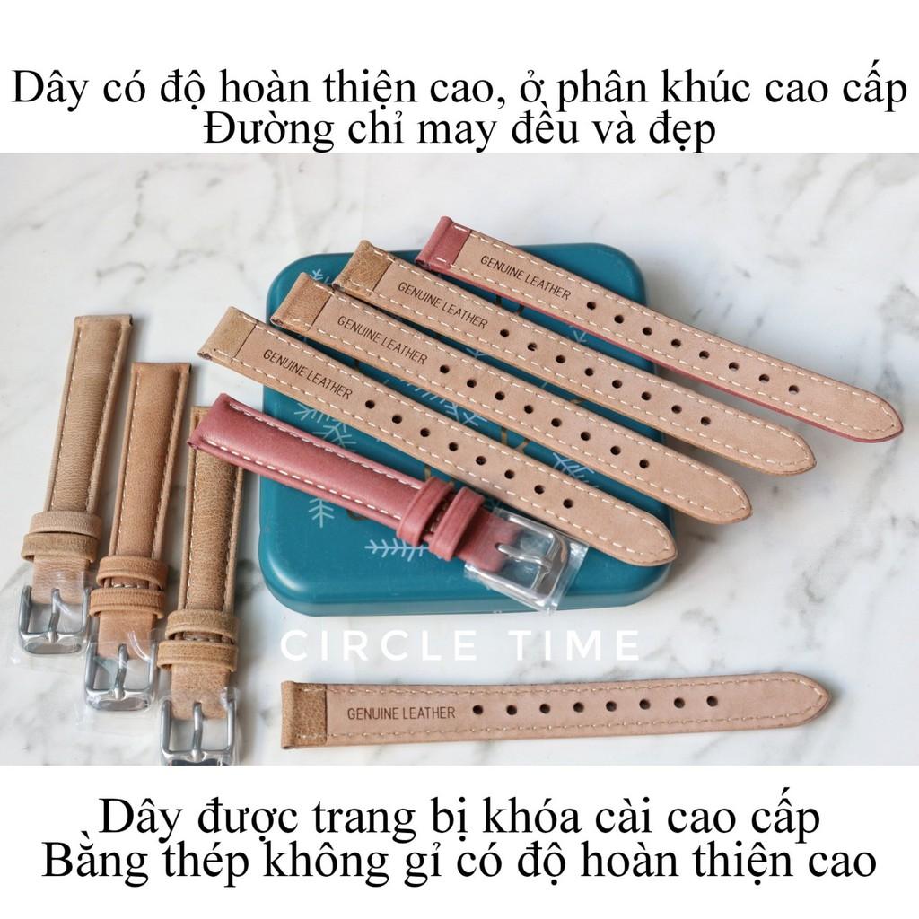 Dây đồng hồ nữ da bò sáp cực mềm size 12/14/16/18/20