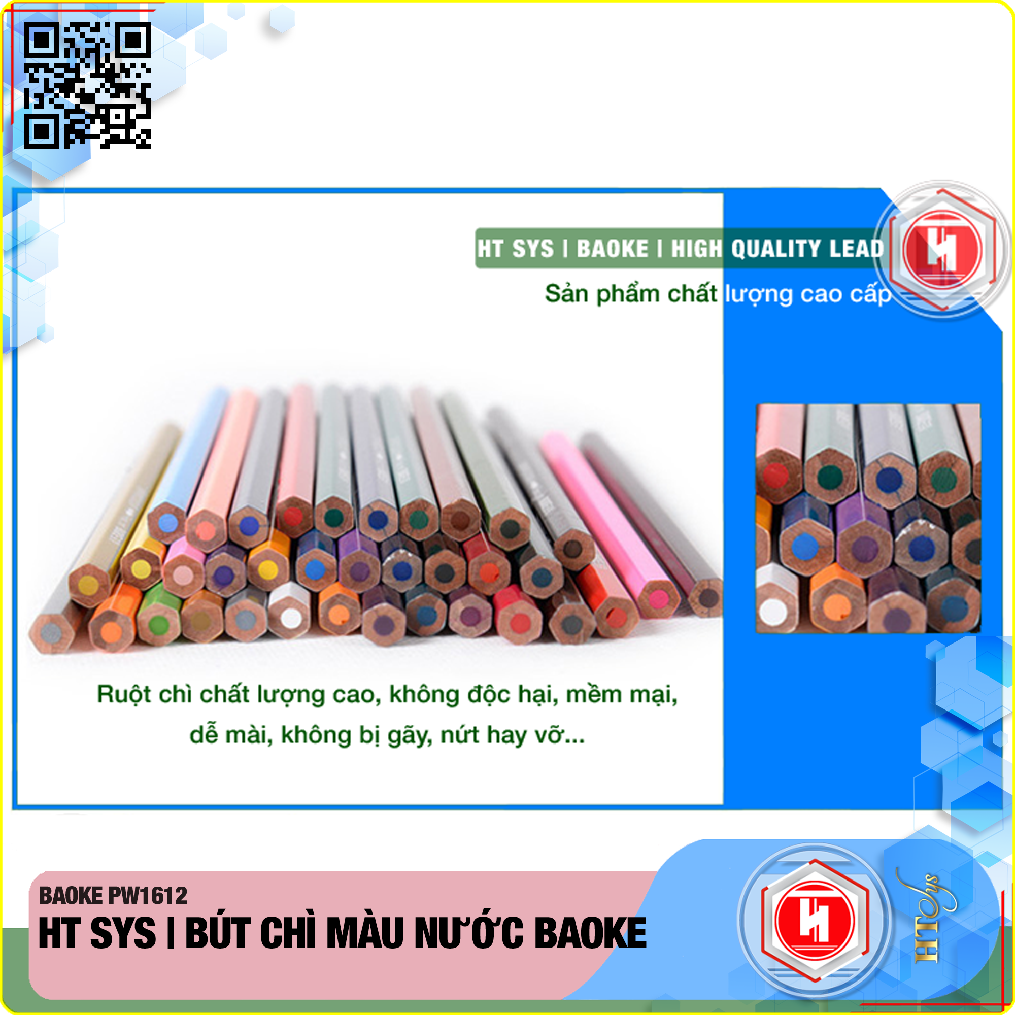 Bút chì màu nước BAOKE 12/24/36/48/72 màu - PW1612/PW1624/PW1636/PW1648/PW1672 -Hôp thiếc sang trọng - Hàng Nhập Khẩu