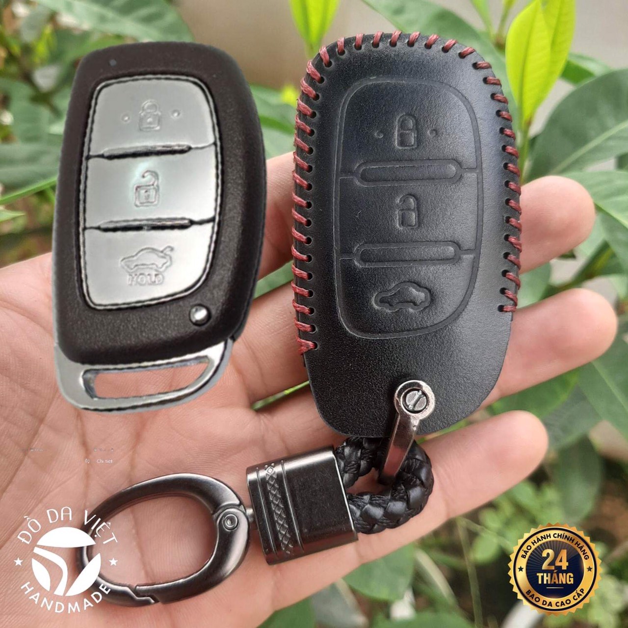 Bao Da Chìa Khóa HYUNDAI I10, Elantra, Tucson, i20 smk . Da Bò Nhập Khẩu ITALIA, Khắc Tên + Số ĐT Chủ Xe