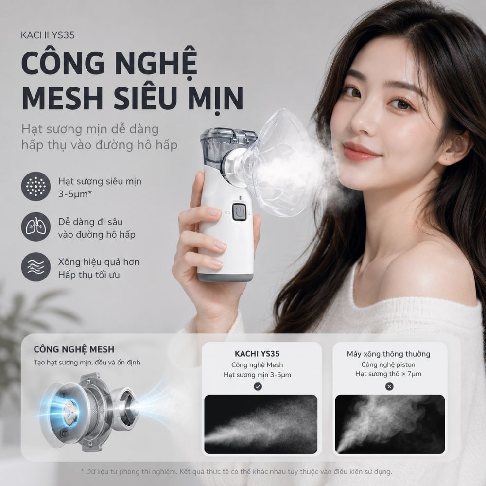 Máy Xông Khí Dung Cầm Tay Kachi YS35: Giải Pháp Hô Hấp Linh Hoạt Mọi Lúc, Mọi Nơi - hàng chính hãng
