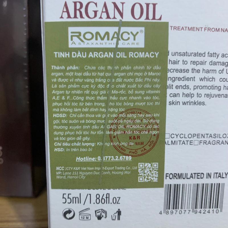 [+Tặng mũ trùm] TINH DẦU DƯỠNG TÓC ROMACY ASTAXANTHIN ARGAN OIL 55ML + Gội xả gói Karseell 15ml