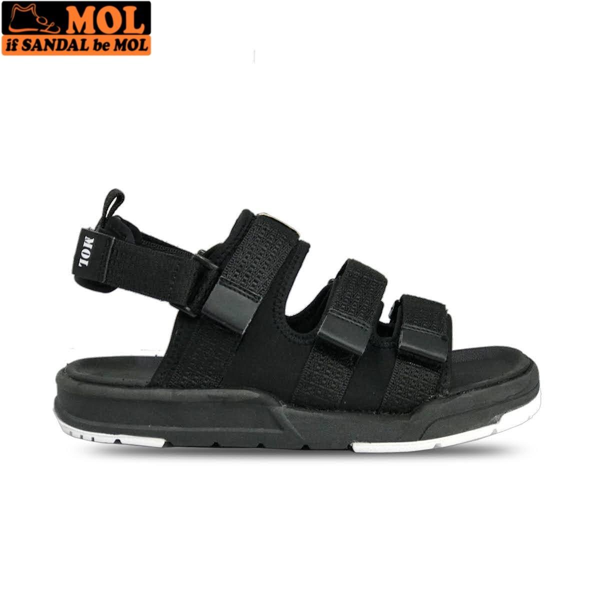 Giày sandal unisex nam nữ 3 quai ngang vải dù có quai hậu tháo rời hiệu MOL mang đi học du lịch MS1802R