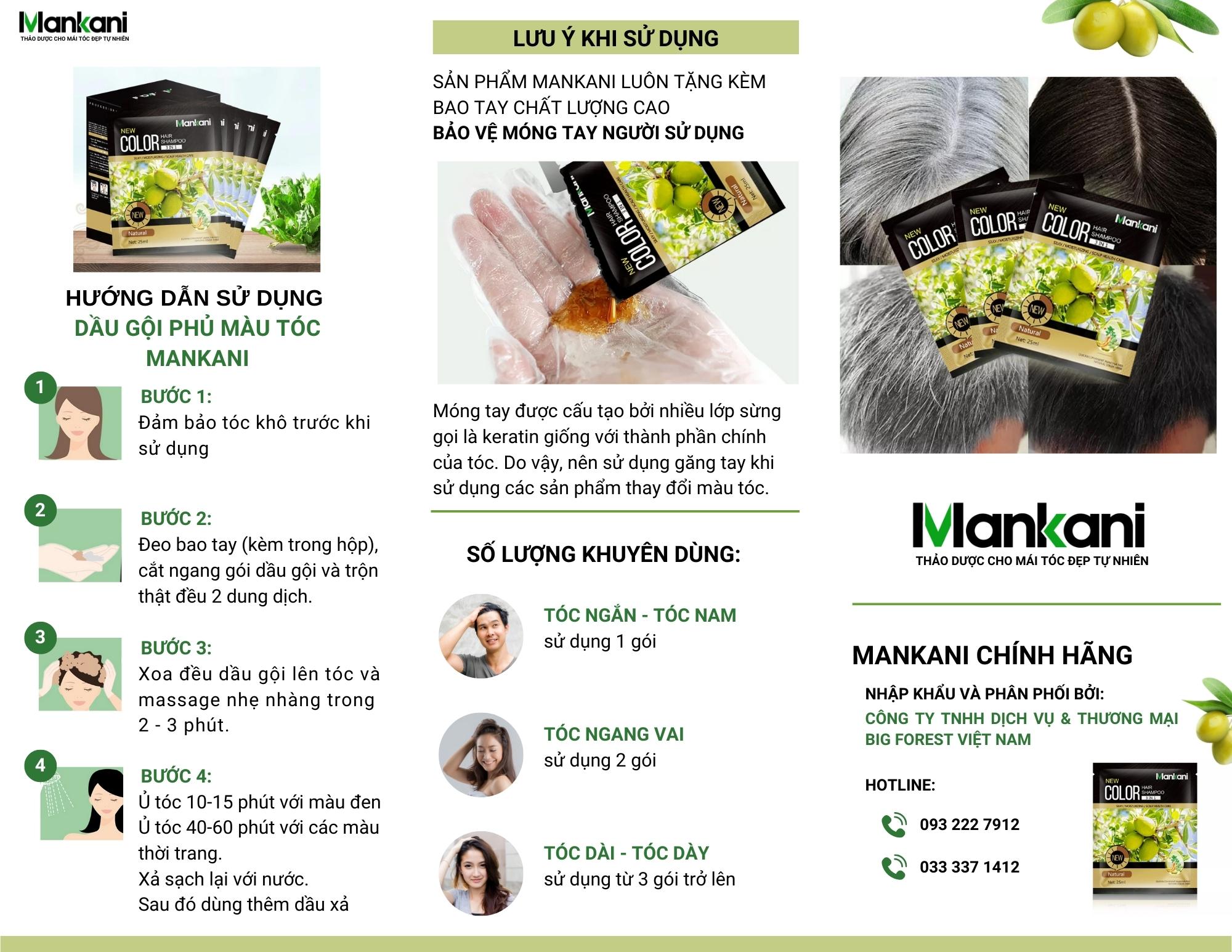 Hộp Dầu Gội Nhuộm Tóc, Thảo Dược Màu Nâu Đen, Mankani