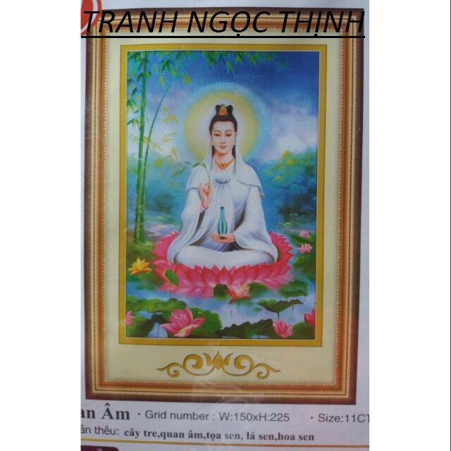 Tranh thêu chữ thập Phật quan âm AL53400- 45x62cm