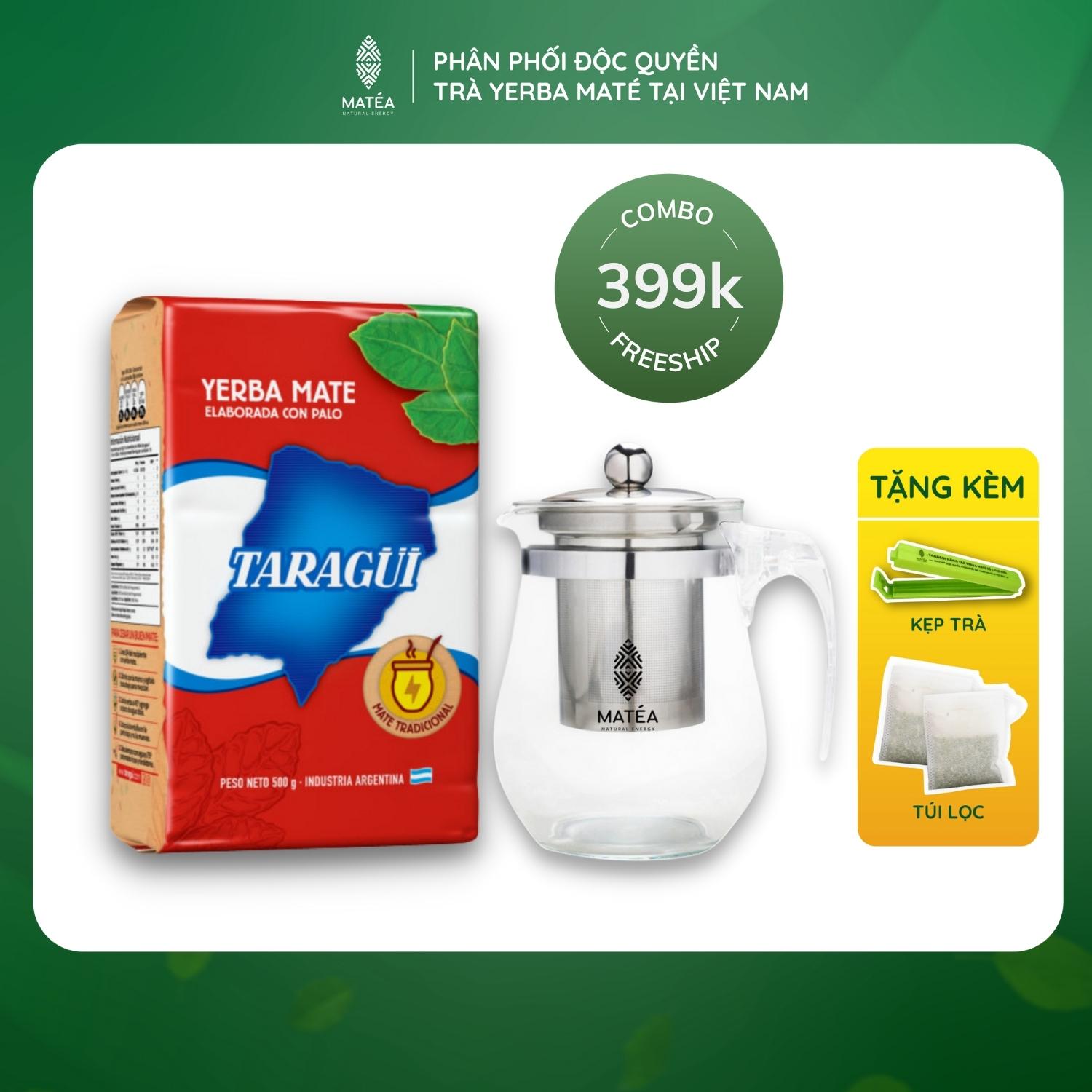 [COMBO TRÀ + BÌNH] Trà TARAGUI Yerba Maté Original - Vị truyền thống + Tặng kẹp trà + Free 10 túi lọc trà tái sử dụng