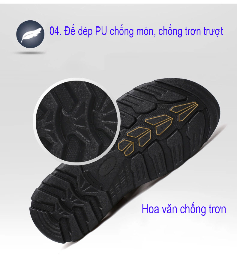 Dép sandals cho nam bằng da thật thiết kế đế mềm kiểu dáng mới mã DQH10321