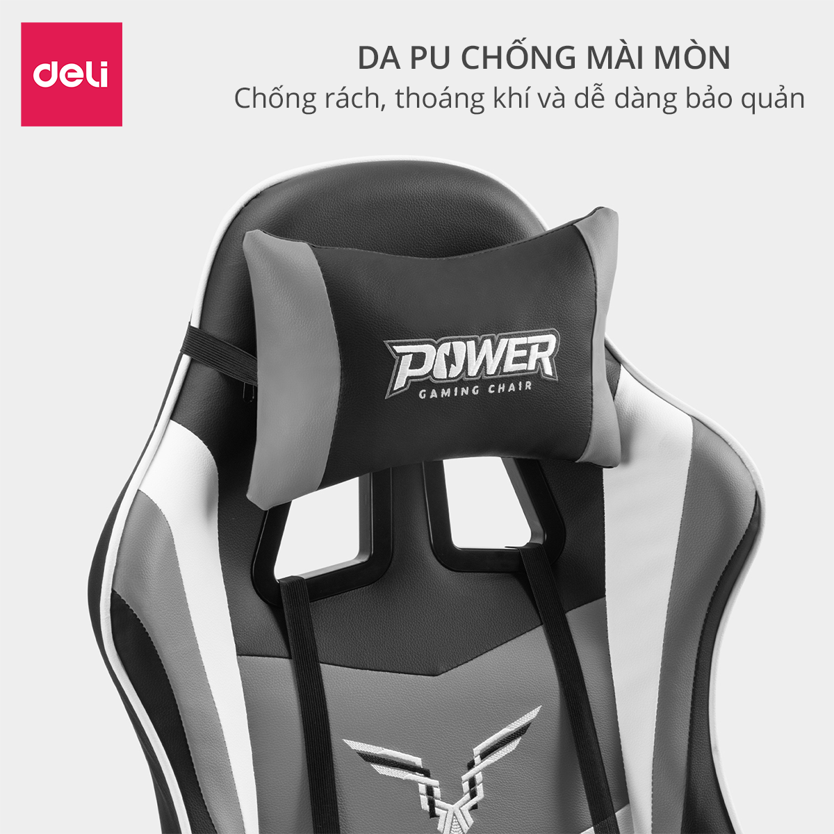 Ghế Gaming Chơi Game Deli - Bọc Da Cao Cấp - Có Gác Chân Thông Minh - Phù Hợp Game Thủ Văn Phòng Làm Việc Học Sinh Gối Tựa Lưng - Hàng Chính Hãng - E4927