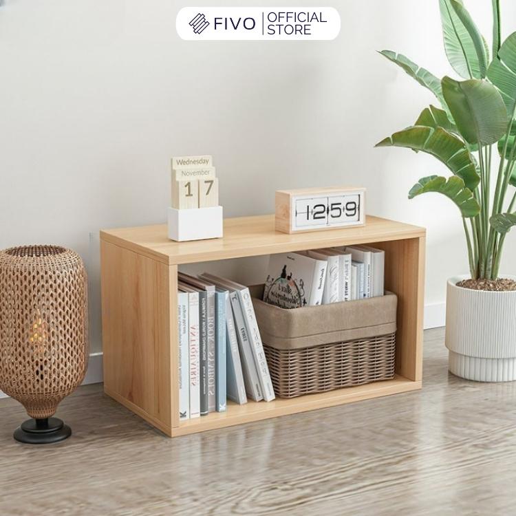 Kệ Sách Gỗ Đa Năng Gỗ MDF FIVO FB03 Không Cửa Dễ Lắp Ráp Nhiều Màu Sắc (60 x 24 x 30 cm)- Hàng Chính Hãng - Màu Vân Gỗ Đậm