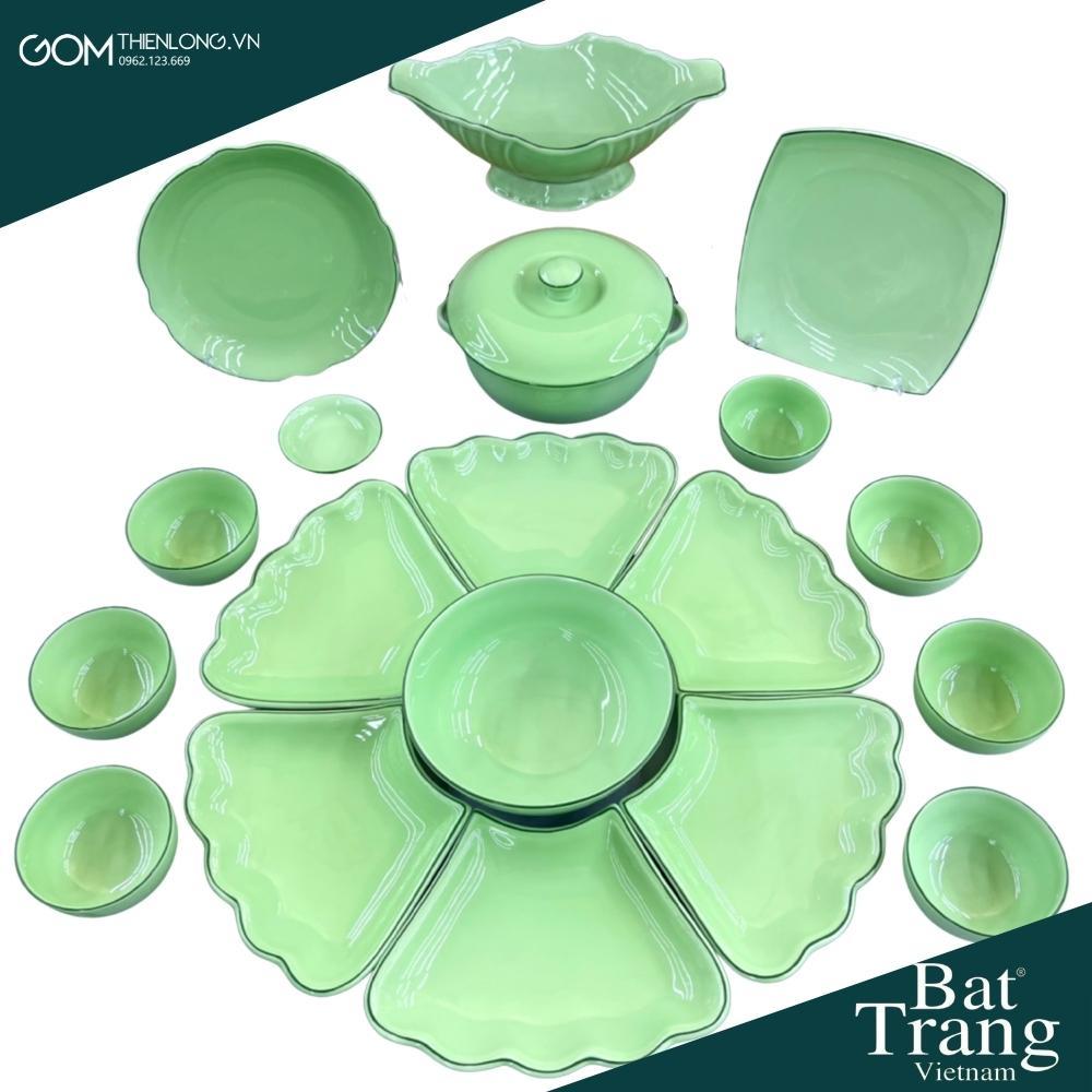 Combo Bộ Bát Đĩa Thắp Hương Hoa Mặt Trời Màu Cốm Ngọc ĐK60 - Đồ Thờ Cúng Bát Tràng - Gốm Thiên Long