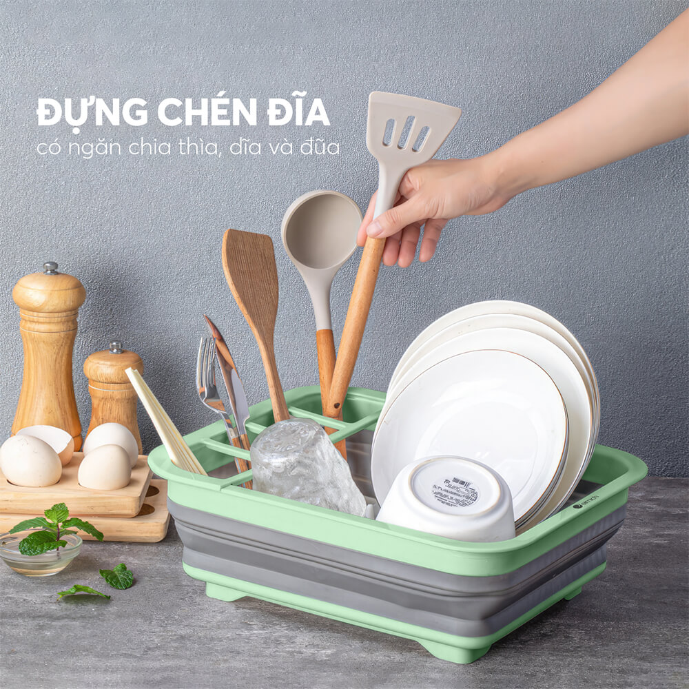 Rổ Đựng Chén Đĩa Gấp Gọn Elmich EL8412, Hàng Chính Hãng, Chất Liệu Nhưạ PP, Có Nhiều Ngăn, Nhanh Ráo Nước - JoyMall