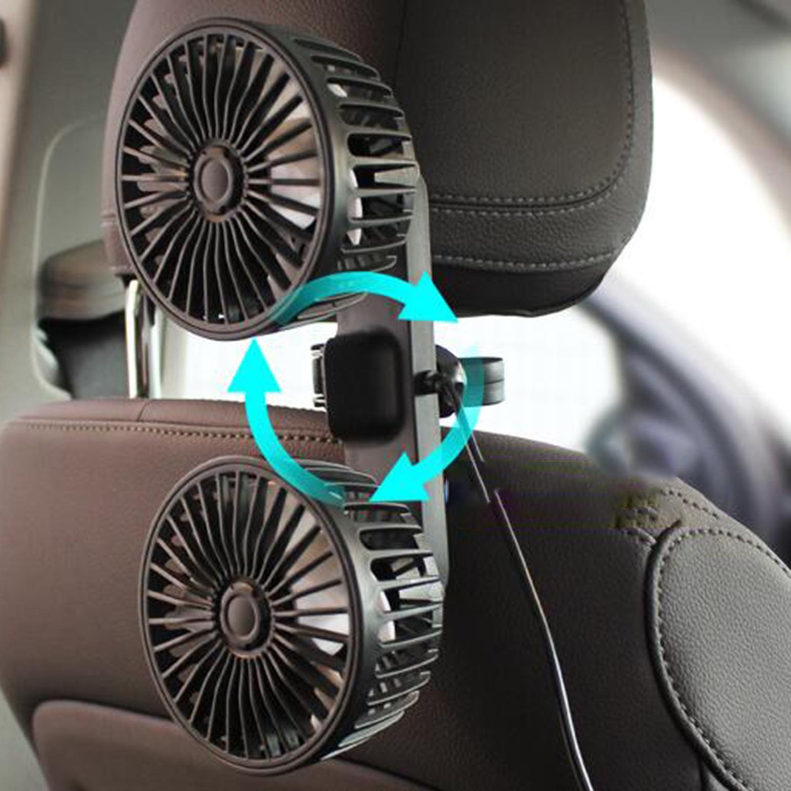 Car Fan USB Degrees Rotary Accessories 3 Speeds Portable Air Circulation Fan Strong Wind Fan for Sedan RV Vehicle SUV