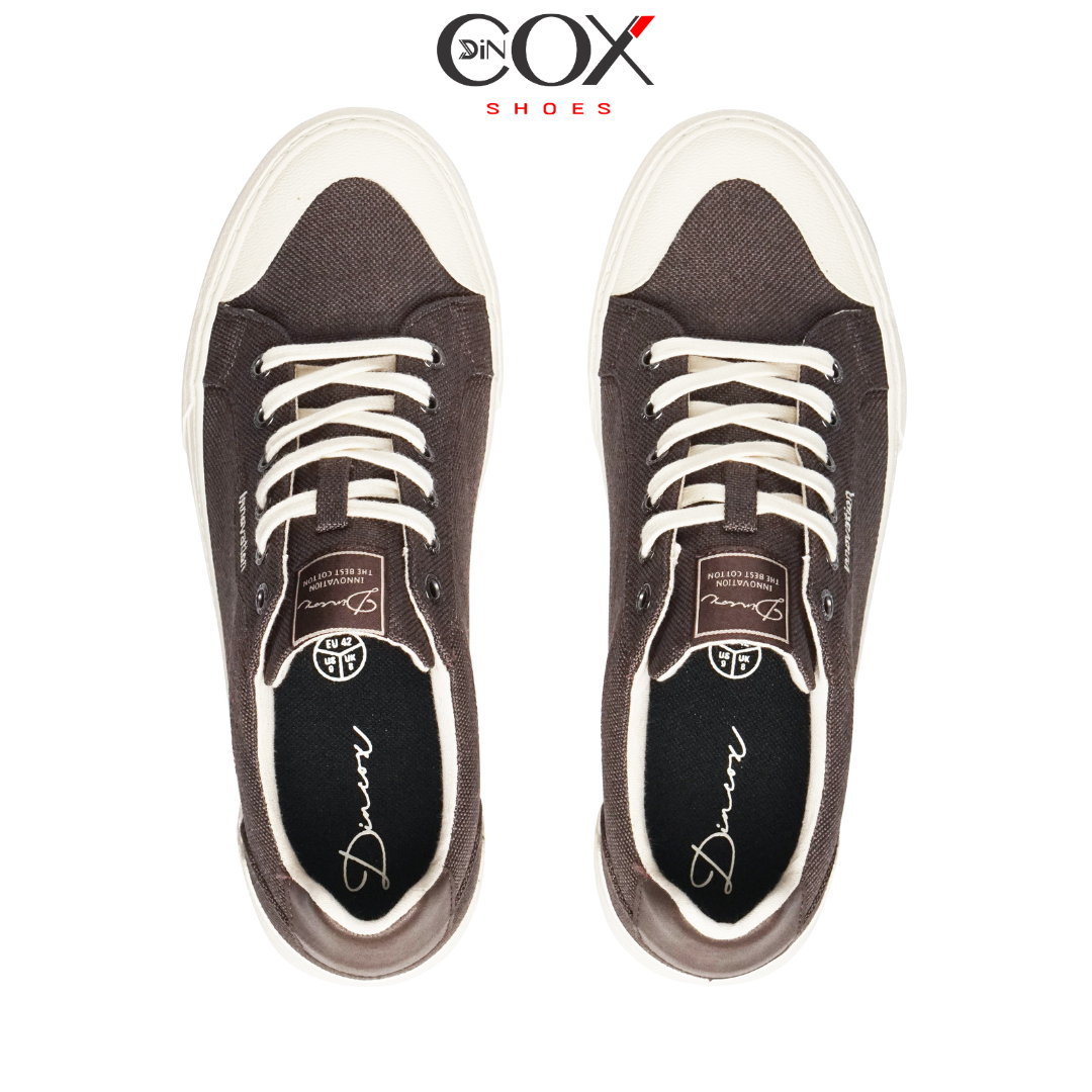 Giày Vải Sneaker Canvas Đế Bằng Nam DC30 Brown Dincox