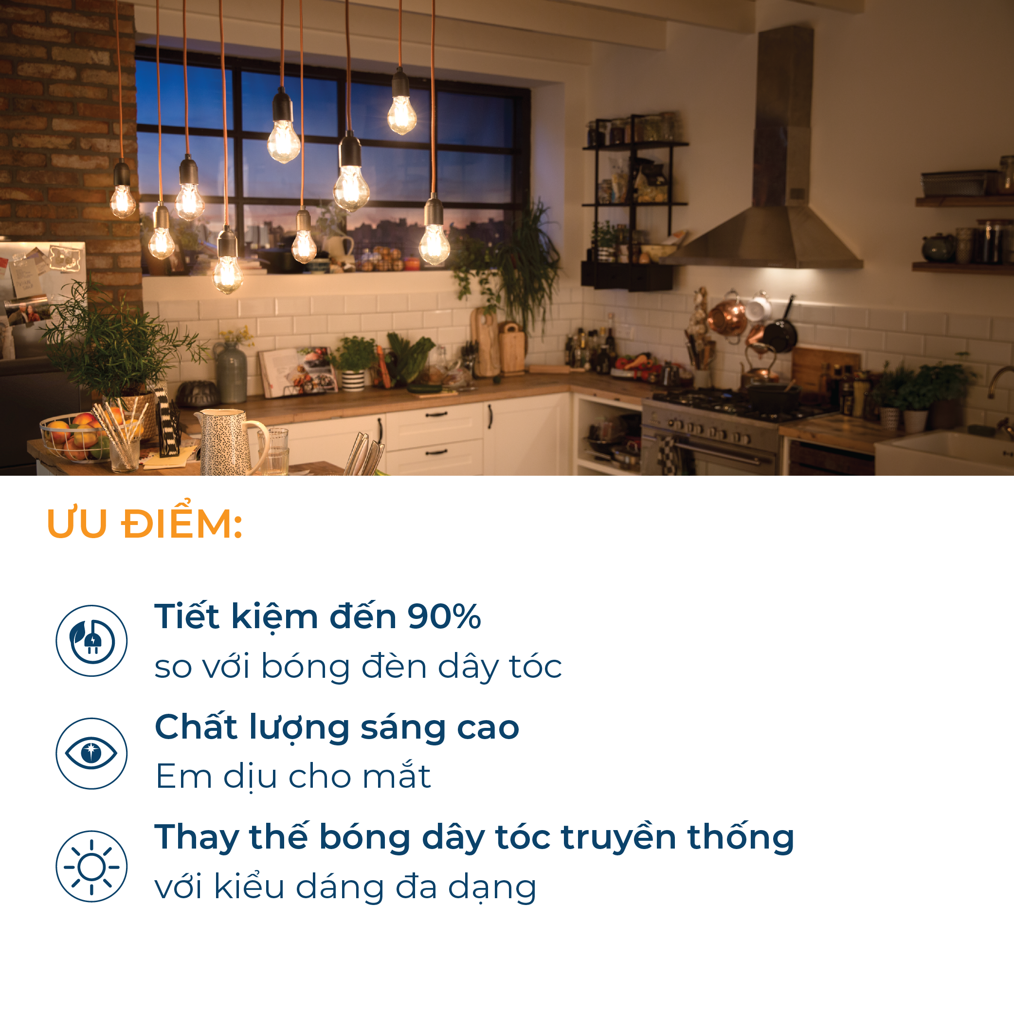 Bóng đèn Philips LED Classic (ánh sáng vàng 3000K) - Thiết kế cổ điển, ánh sáng chất lượng cao