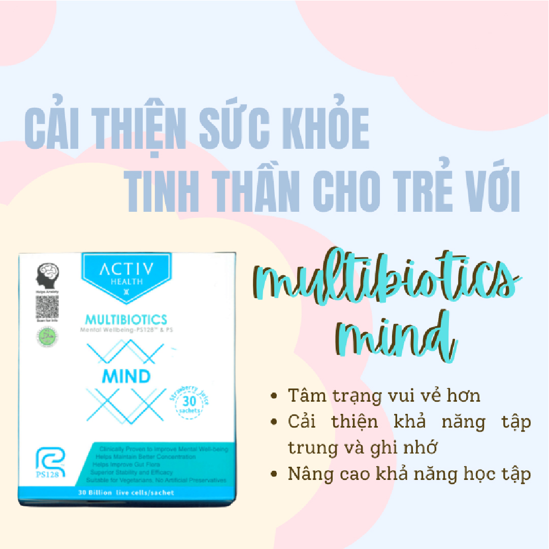Thức Uống Dạng Bột ActivHealth Multibiotics Mind Duy Trì Hệ Vi Khuẩn Đường Ruột, Hỗ Trợ Giải Tỏa Căng Thẳng, Bổ Sung Năng Lượng Cho Cơ Thể