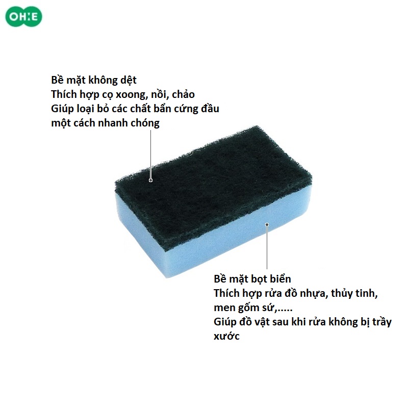 Set 05 miếng mút rửa xoong nồi, ấm chảo Ohe, giúp việc dọn dẹp nhanh chóng và hiệu quả, tiết kiệm chi phí - nội địa Nhật Bản