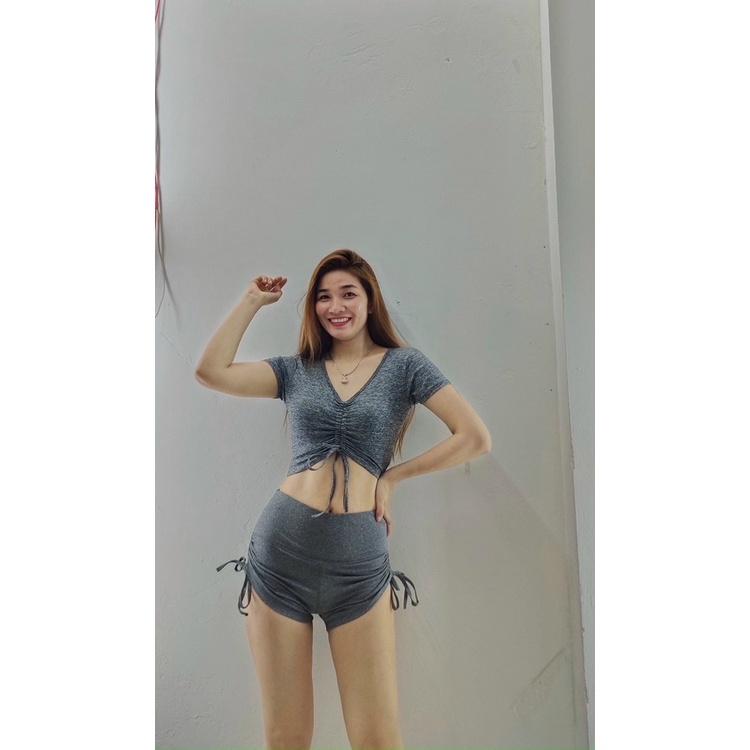 Set Tập Thể Thao Nữ Nhiều Màu Áo Croptop Quần Rút Dây Thun Lạnh Cao Cấp Co Giãn 4 chiều Gym Yoga Thể Thao