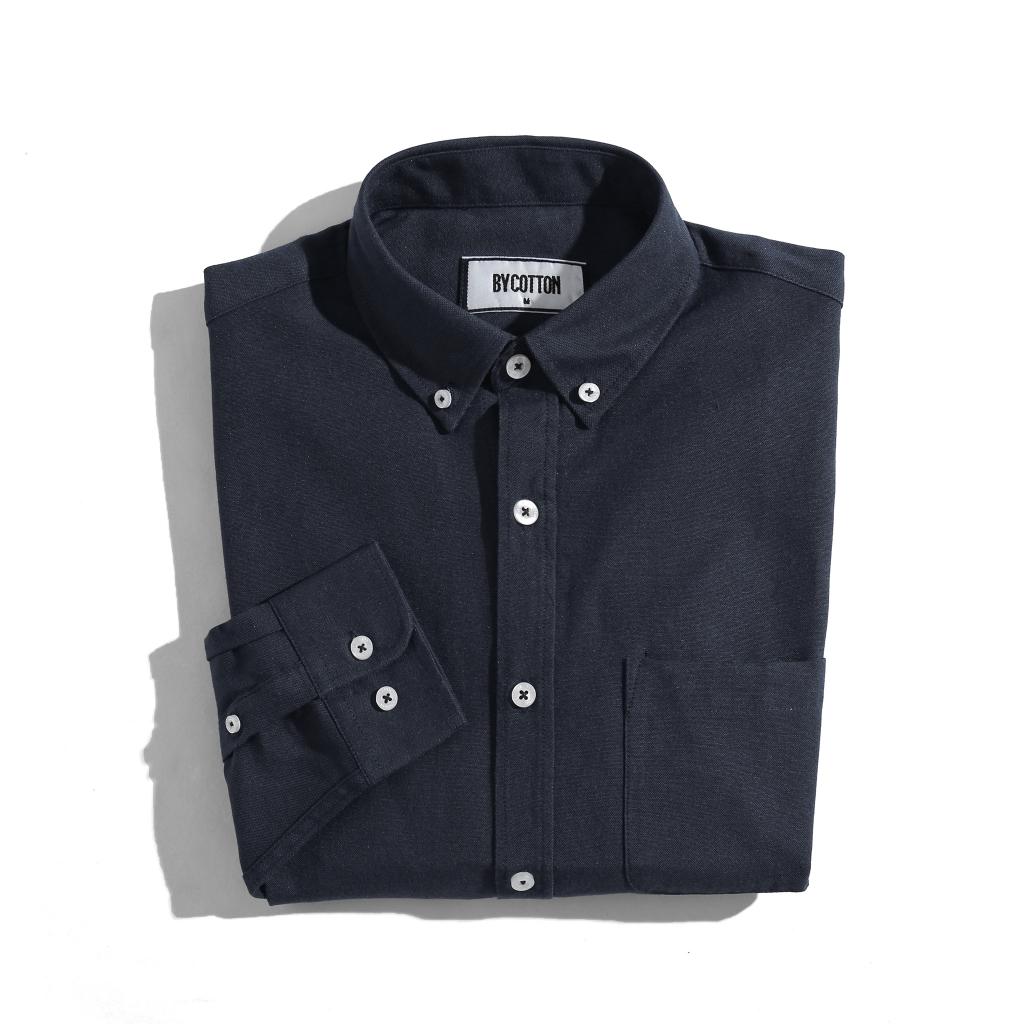 Áo Sơ Mi Nam Dài Tay Trơn BY COTTON 2212 Navy Oxford 2.0