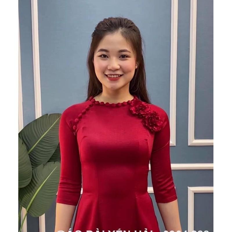 Áo dài lụa tây thi đính hoa ngực cực kì sang