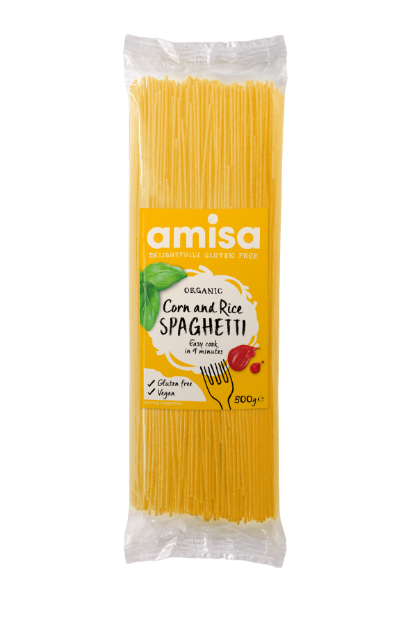 Mì Spaghetti ngô và gạo không gluten hữu cơ Amisa 500g