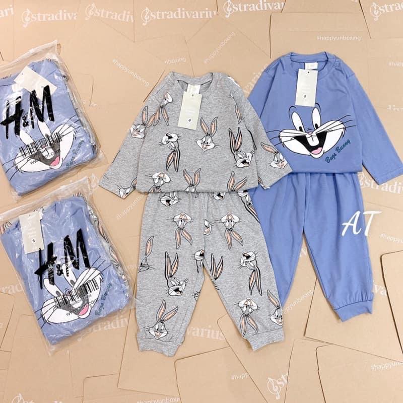 Set bộ thỏ xuất dư bé trai bé gái, bộ dài tay cotton thu đông trẻ em thấm hút mồ hôi tốt