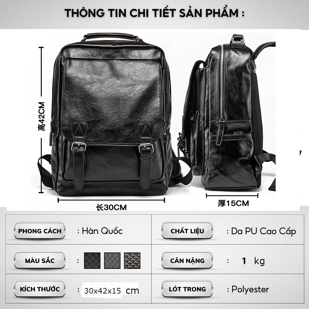 Balo da thời trang nam nữ cao cấp, cặp da PU chống thấm nước đựng laptop 15.6 inh,balo đi học đi làm đi du lịch