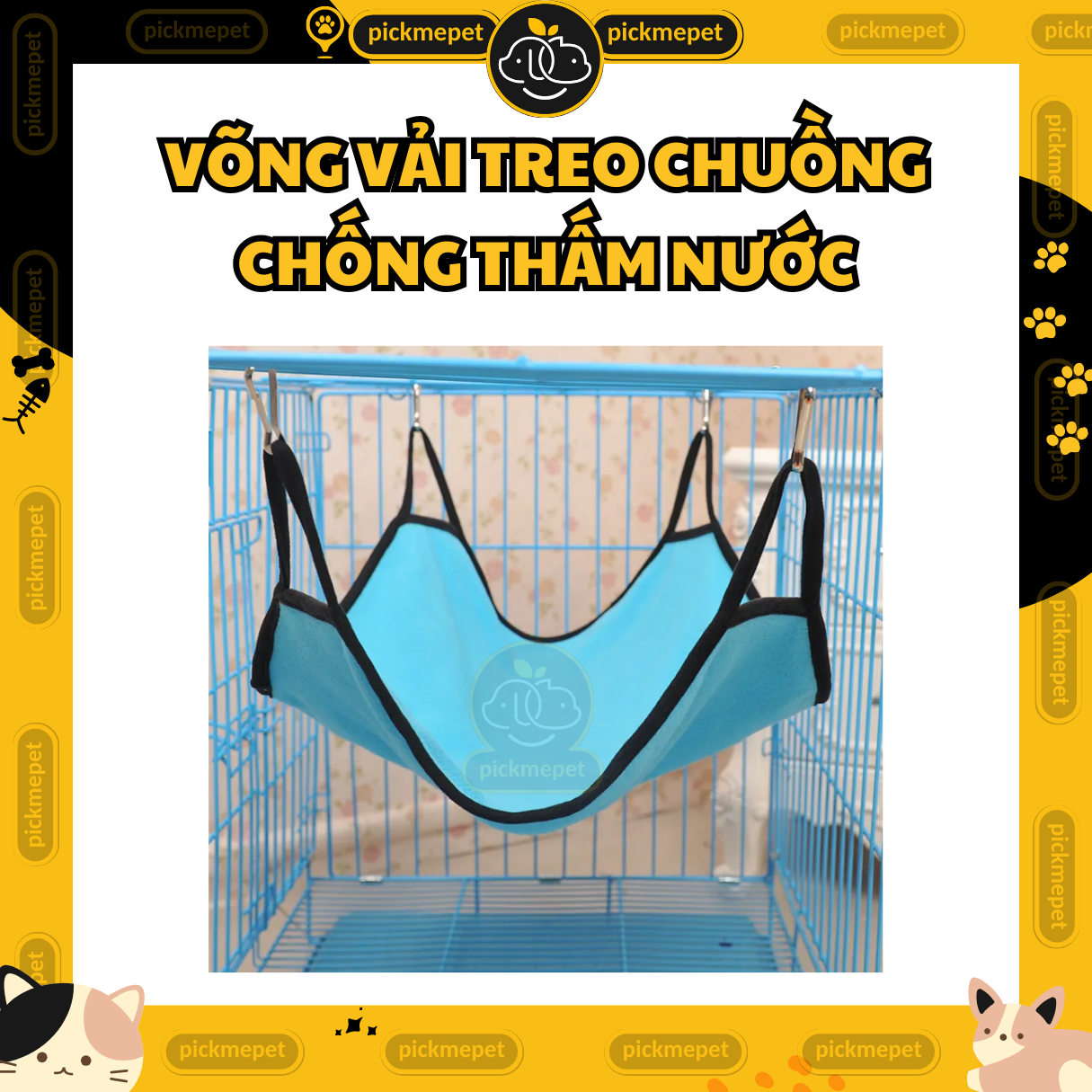 Võng Nằm Võng Vải Treo Chuồng Cho Mèo - Chống Thấm Nước - Siêu Dễ Thương