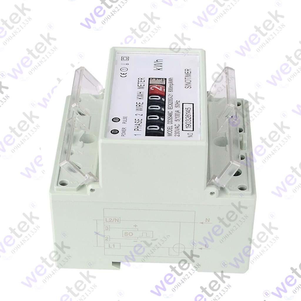 Công tơ 1 pha Sinotimer DDS546C hiển thị cơ 99999.9kWh 230Vac 5A cài DIN nhỏ gọn
