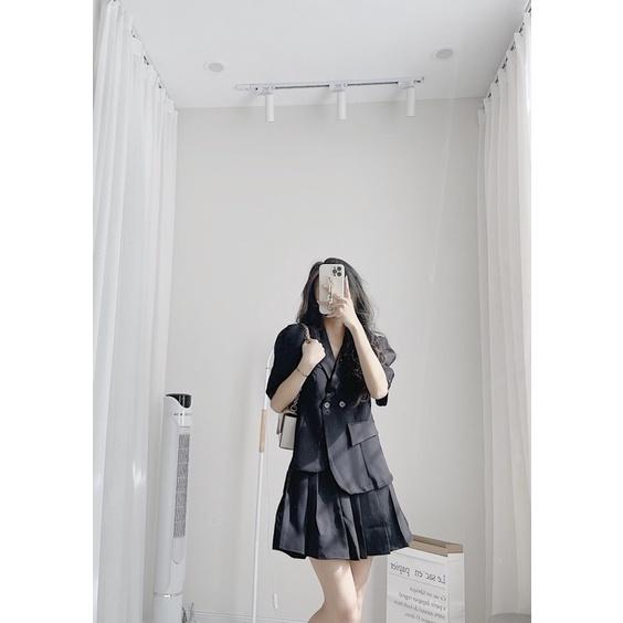Set vest lệch áo + cv xếp li by samhyewear