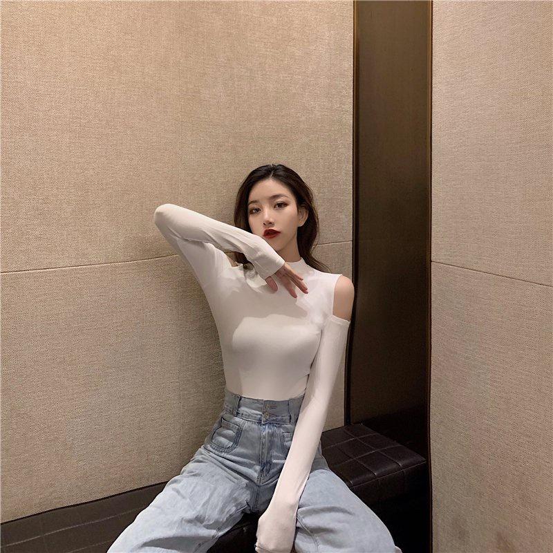 Áo Croptop Bozip Khoét Vai 2 Bên Nữ - Thun body dài tay dáng ôm retro, phông kiểu bó sát Ulzzang