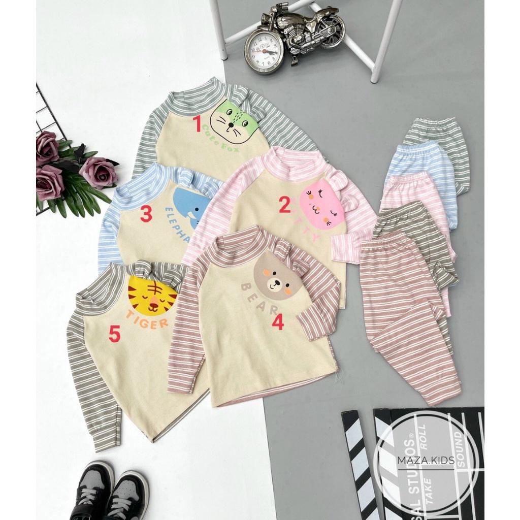 Bộ dài tay kẻ cotton len Maza Kids cho bé từ 4 đến 16kg