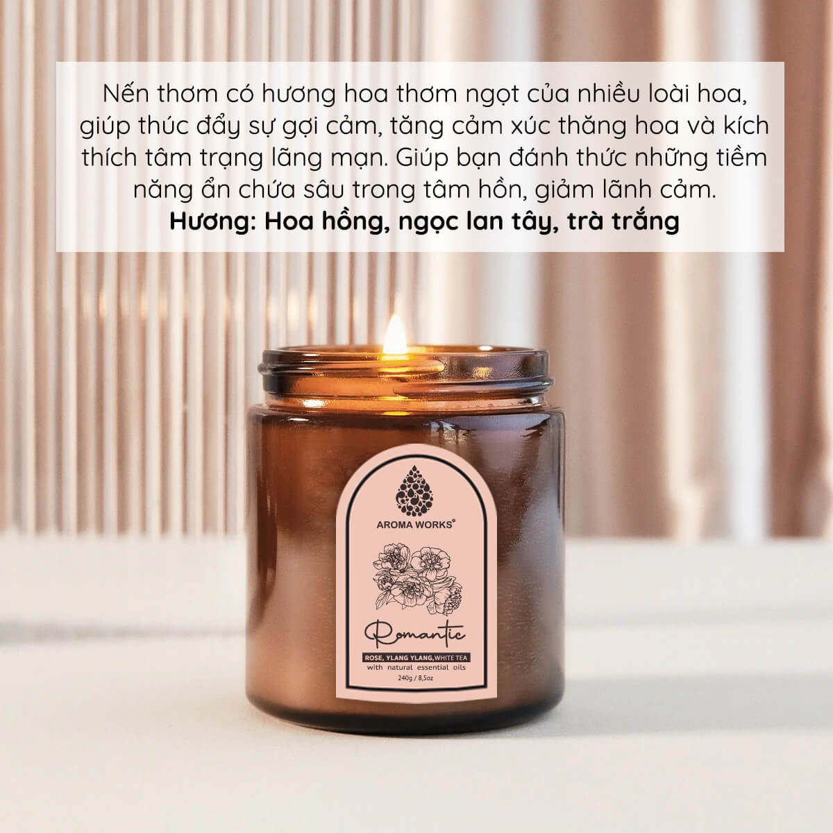 Nến Thơm Thiên Nhiên Aroma Works Aromatherapy Scented Candle - Romantic