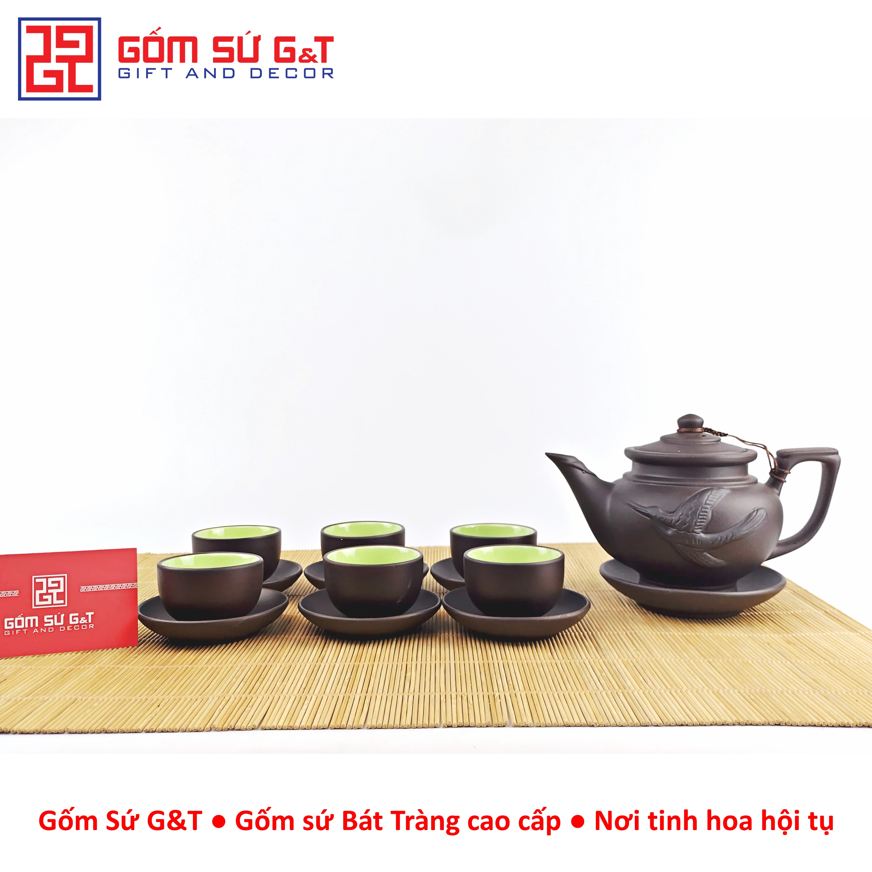 Bộ trà gốm liên hoa trơn Gốm Sứ G&T