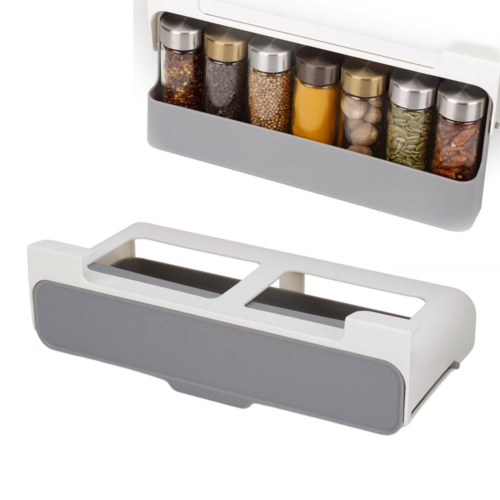 Wall-mounted Under-Shelf Spice Organizer Spice Bottle Storage Rack Kitchen