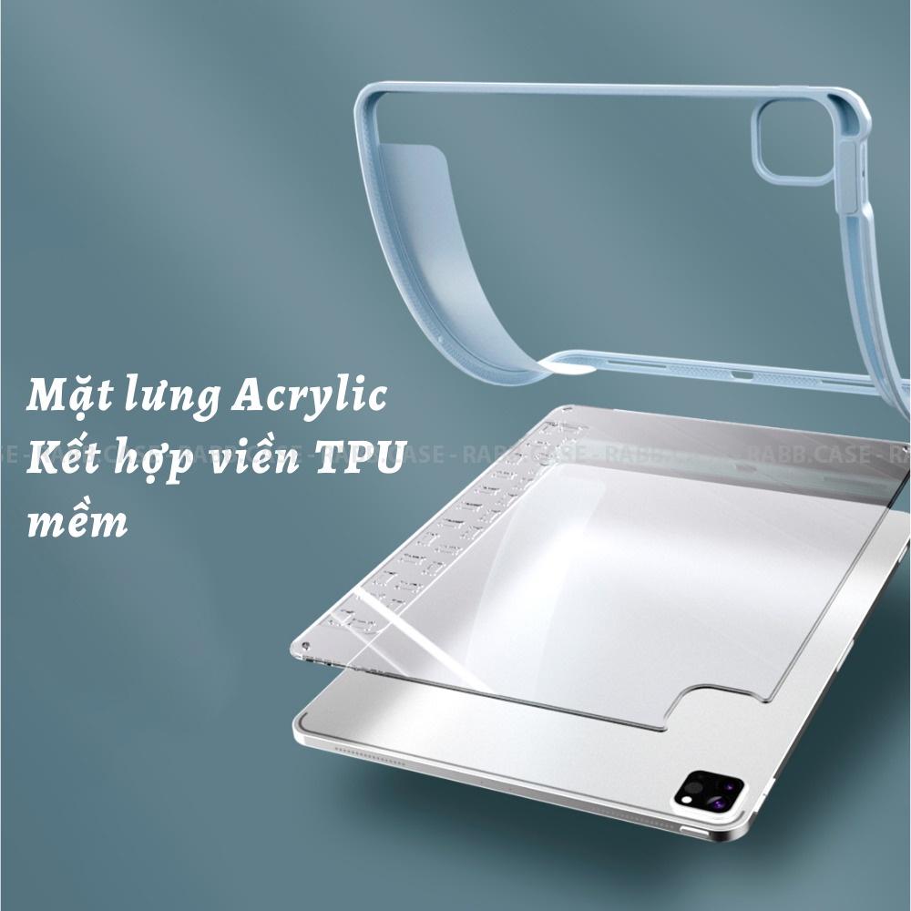 Bao da ốp lưng Tablet có nắp nam châm tháo rời, mặt lưng trong suốt cho Air 4,5, Pro 11 inch, 12.9 inch, Mini 6