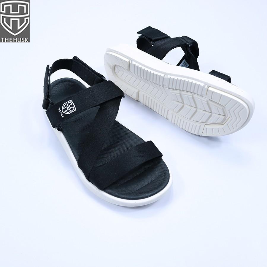 Giày Sandals Unisex HuuCuong &amp; TheHusk Quai Đen Đế Trắng - TH14