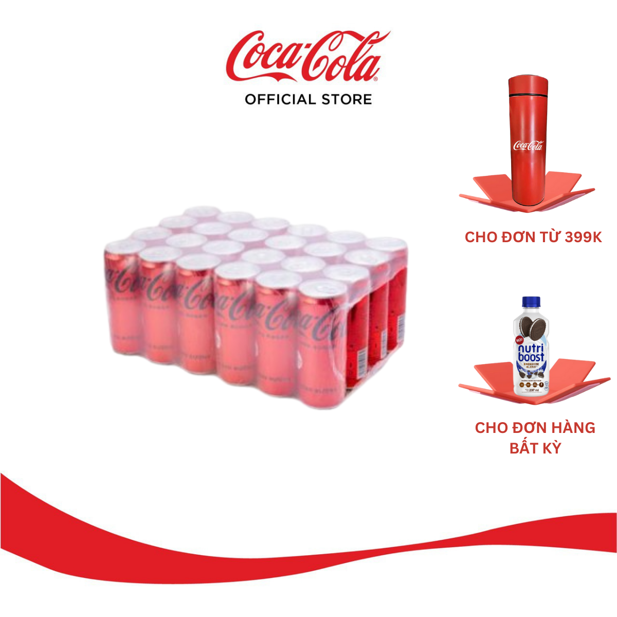[TẶNG VOUCHER ESTEEM] Lốc 24 lon Coca-Cola Zero 320ml/lon Sale 15.5