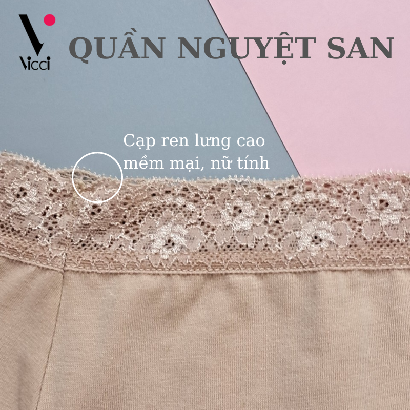 Quần lót nữ chống tràn nguyệt san vải cotton thoáng khí, cạp cao Vicci QV.NS1 mềm mại, kháng khuẩn khử mùi